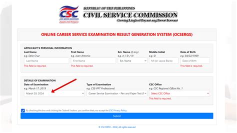 civil service examination results